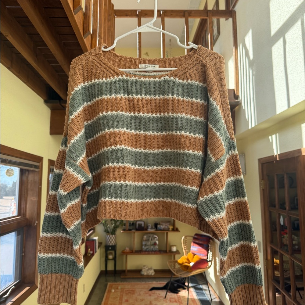 American Eagle Brown and Green knit sweater